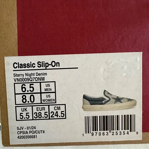Vans Classic Starry Night Denim Women's Slip On Shoes - Women’s Size 8 NWOT - Picture 8 of 8